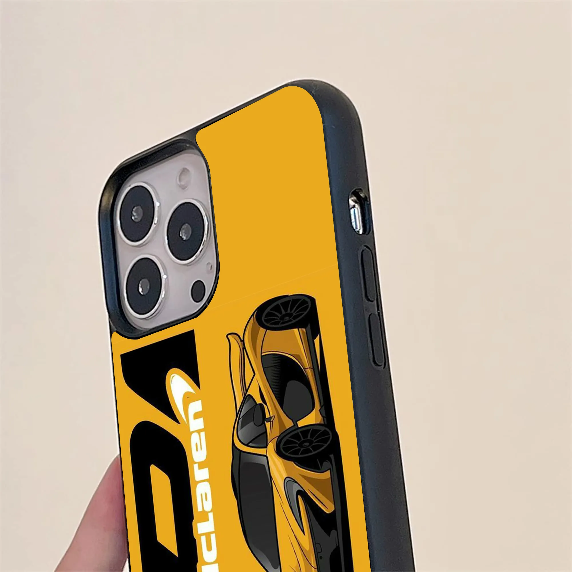 Racing Car Yellow Glass Case