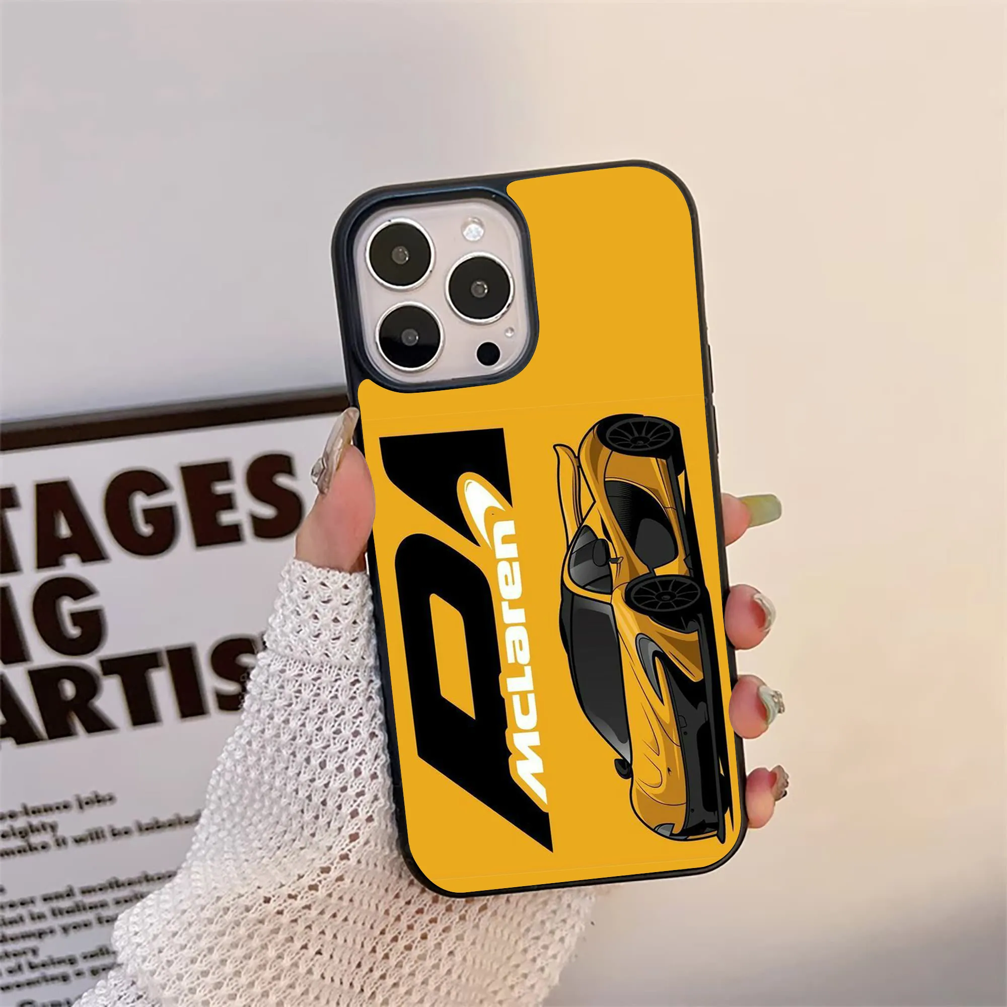 Racing Car Yellow Glass Case