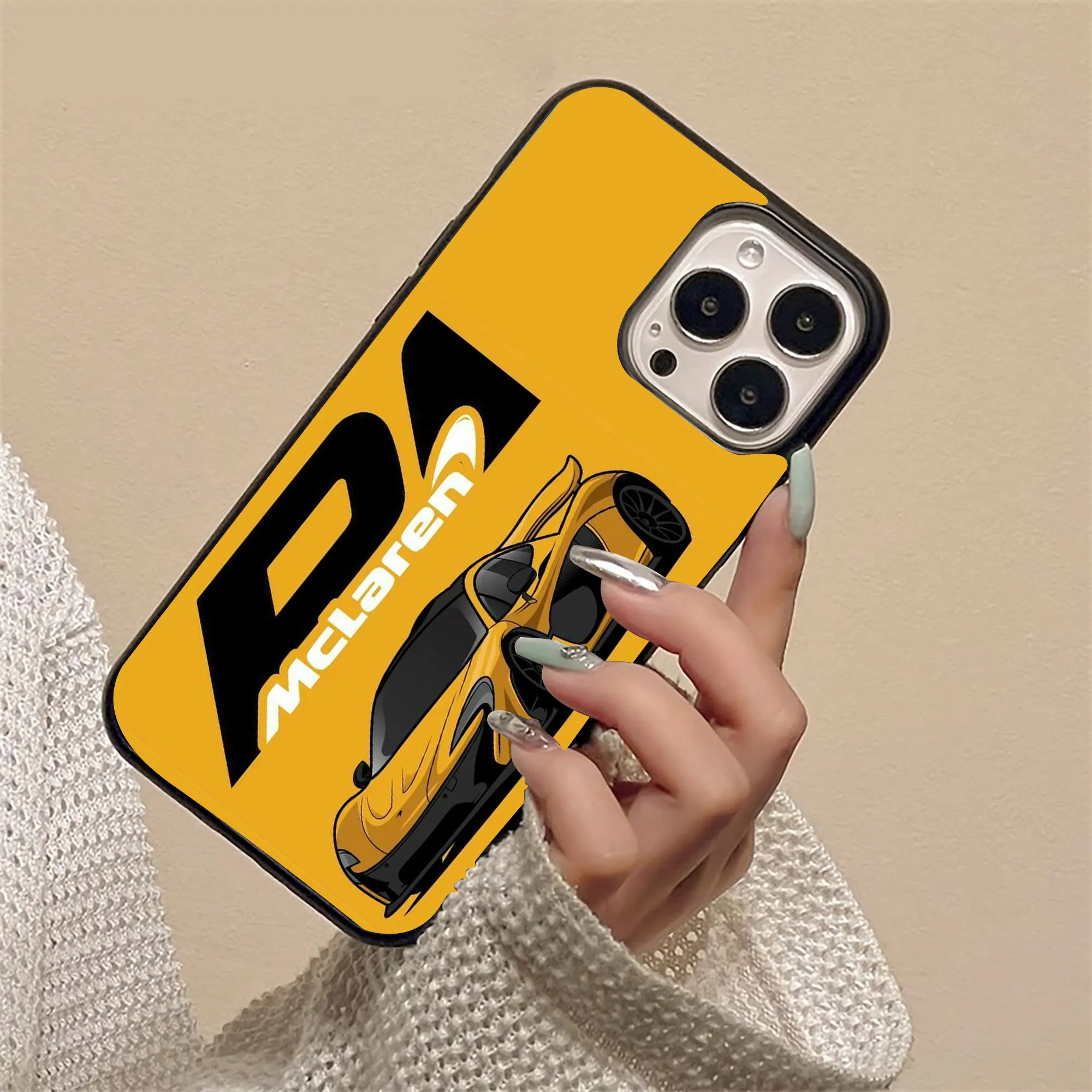 Racing Car Yellow Glass Case