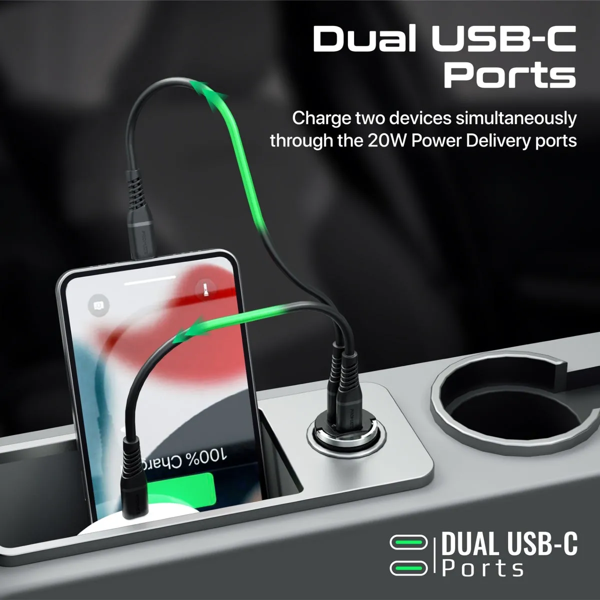 RapidCharge™ 40W Car Charger with Dual USB-C Power Delivery Ports