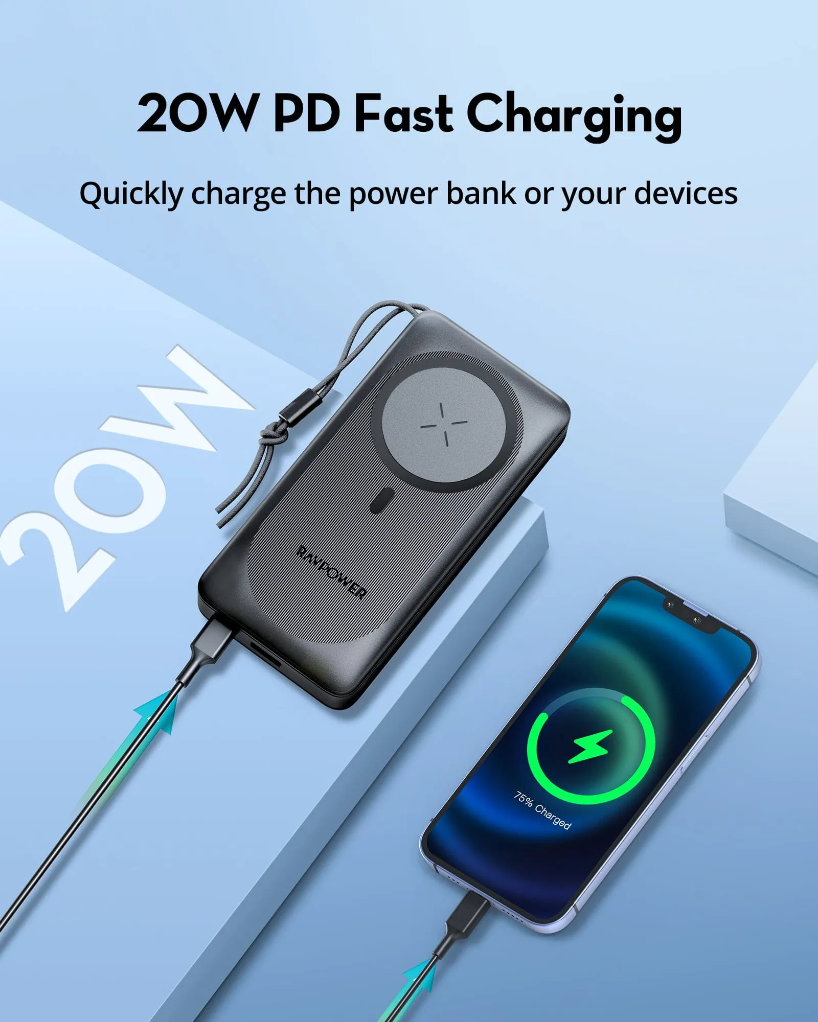 RAVPOWER 15W Magnetic Wireless Power Bank - PB1214