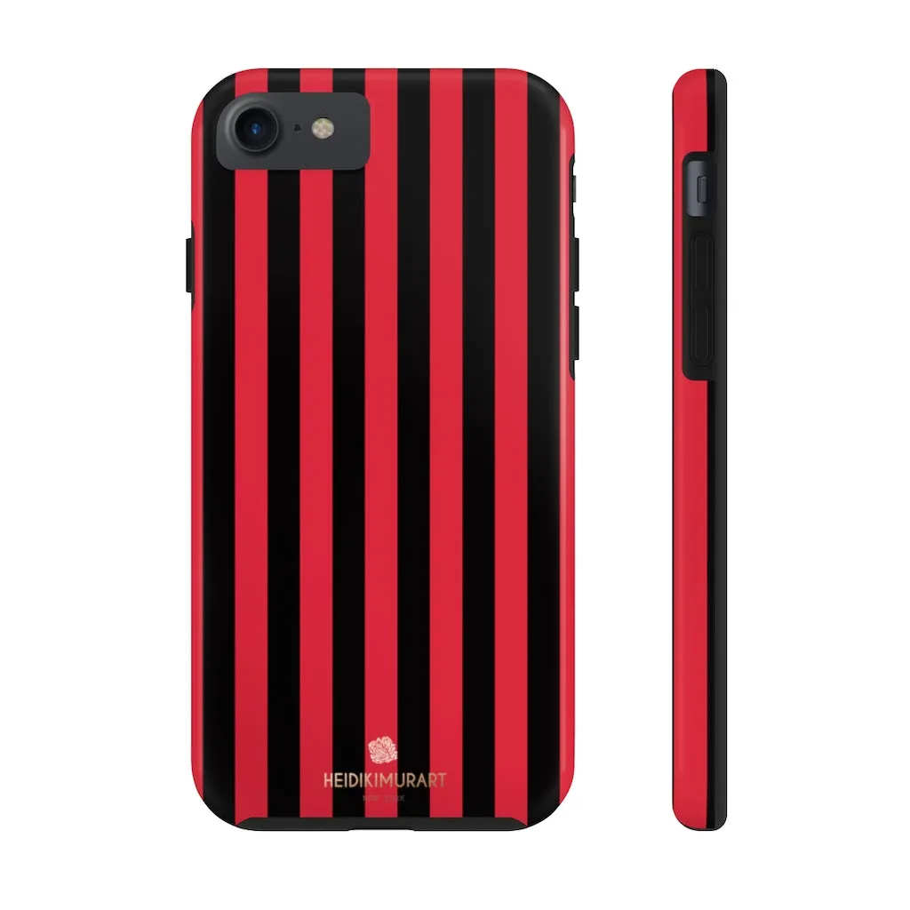 Red Black Stripe iPhone Case, Modern Stripes Case Mate Tough Samsung Galaxy Phone Cases