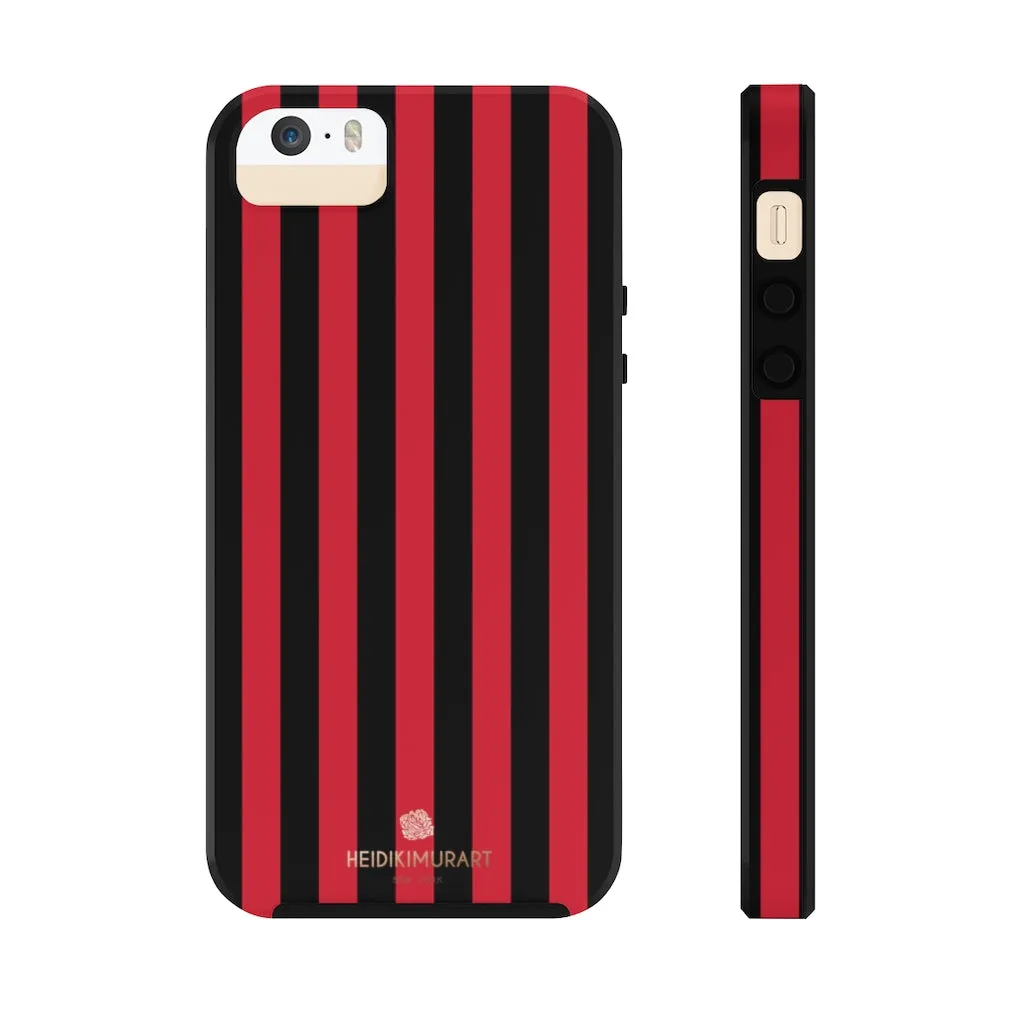 Red Black Stripe iPhone Case, Modern Stripes Case Mate Tough Samsung Galaxy Phone Cases