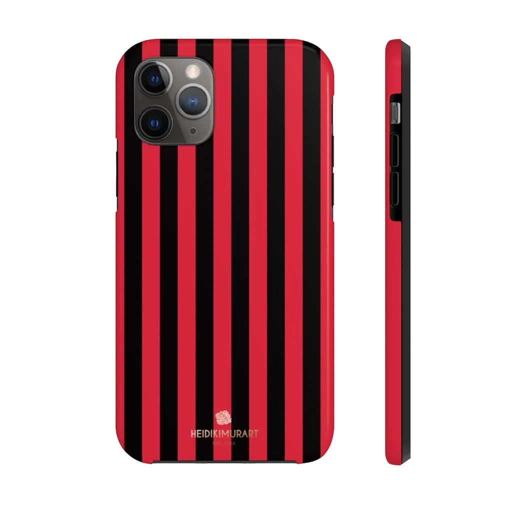 Red Black Stripe iPhone Case, Modern Stripes Case Mate Tough Samsung Galaxy Phone Cases