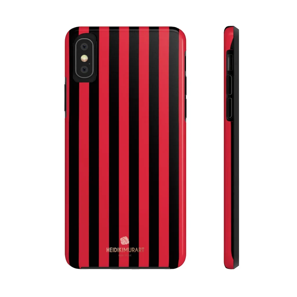 Red Black Stripe iPhone Case, Modern Stripes Case Mate Tough Samsung Galaxy Phone Cases