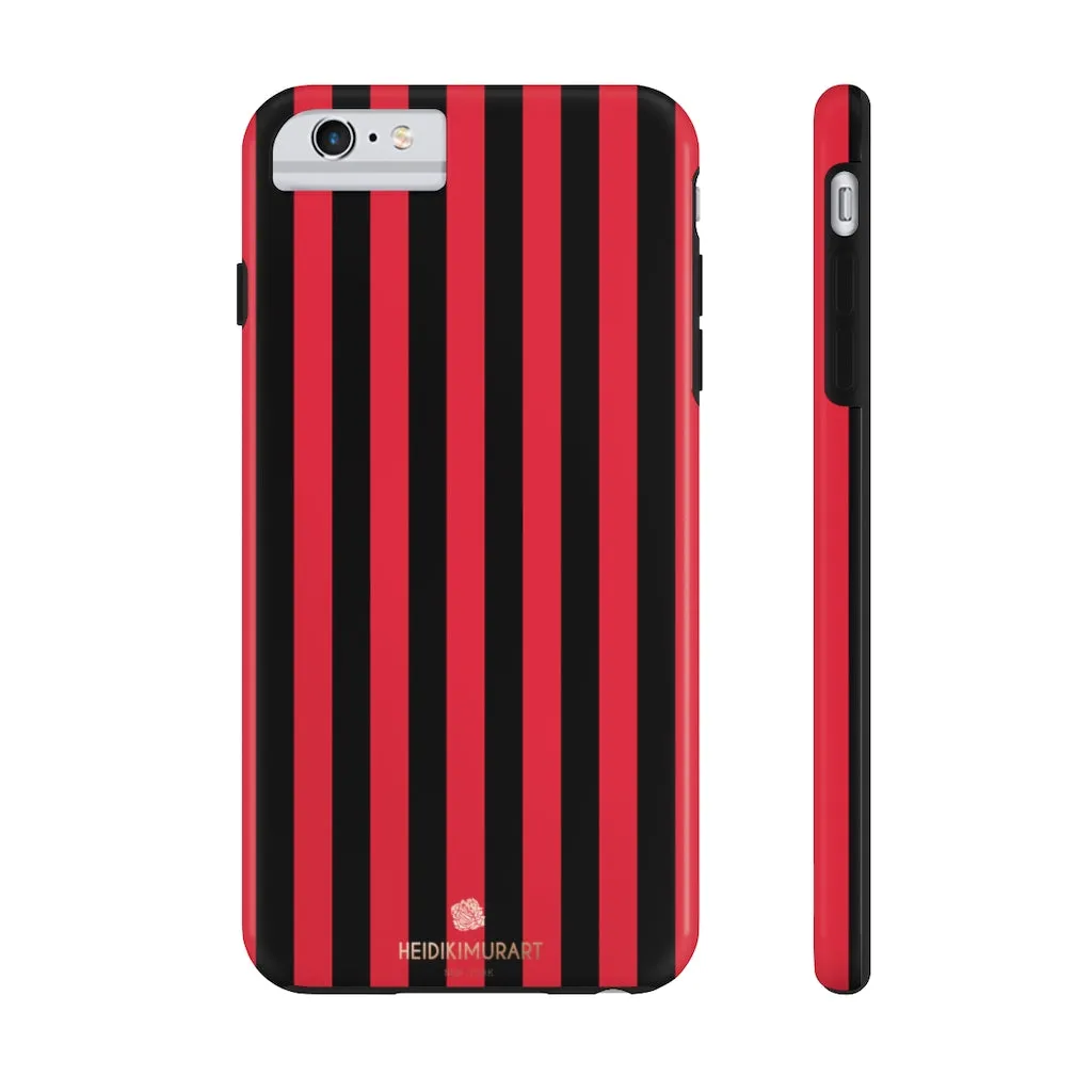 Red Black Stripe iPhone Case, Modern Stripes Case Mate Tough Samsung Galaxy Phone Cases