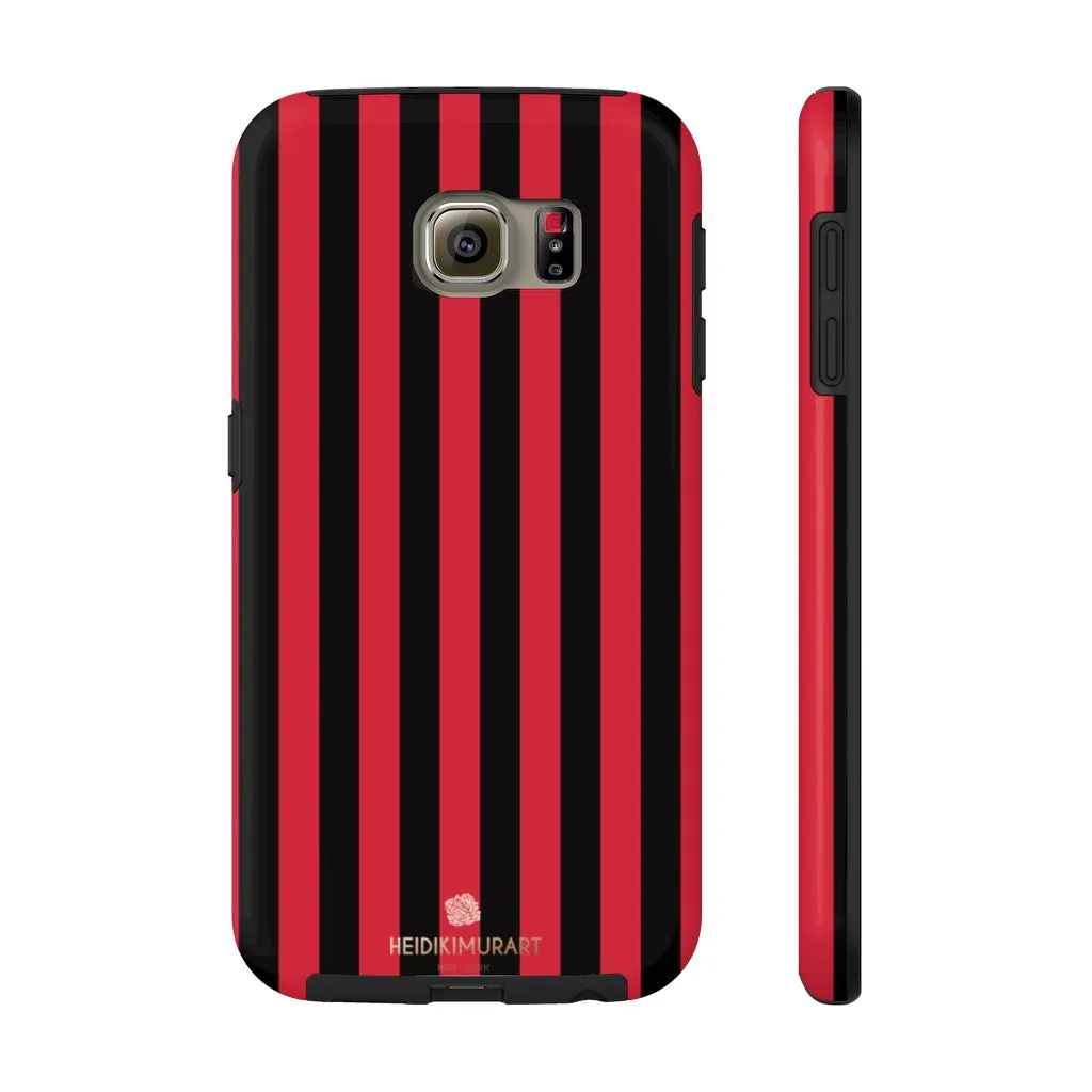 Red Black Stripe iPhone Case, Modern Stripes Case Mate Tough Samsung Galaxy Phone Cases