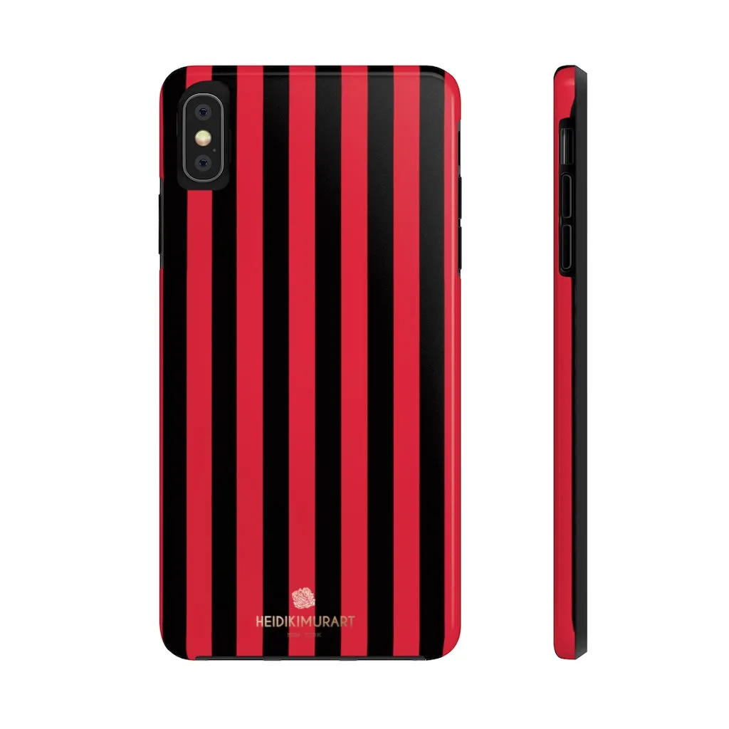 Red Black Stripe iPhone Case, Modern Stripes Case Mate Tough Samsung Galaxy Phone Cases