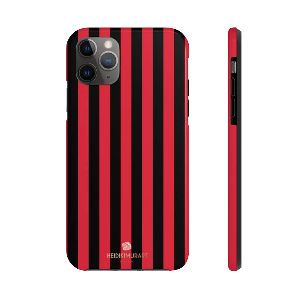 Red Black Stripe iPhone Case, Modern Stripes Case Mate Tough Samsung Galaxy Phone Cases