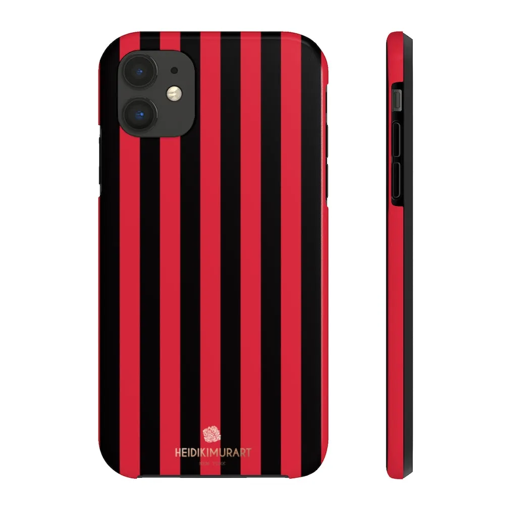 Red Black Stripe iPhone Case, Modern Stripes Case Mate Tough Samsung Galaxy Phone Cases