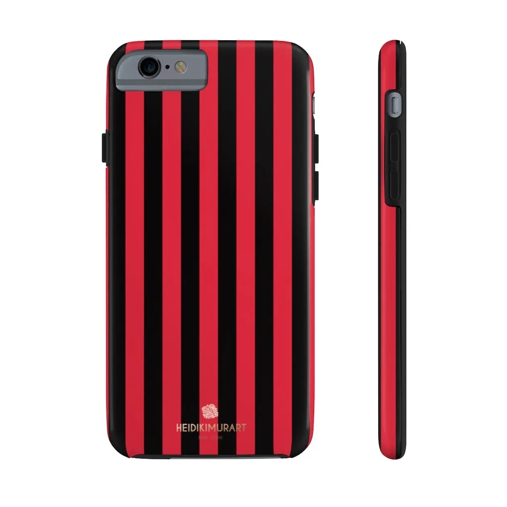 Red Black Stripe iPhone Case, Modern Stripes Case Mate Tough Samsung Galaxy Phone Cases