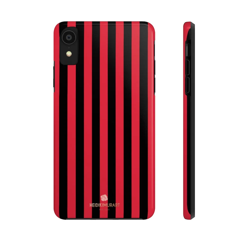 Red Black Stripe iPhone Case, Modern Stripes Case Mate Tough Samsung Galaxy Phone Cases