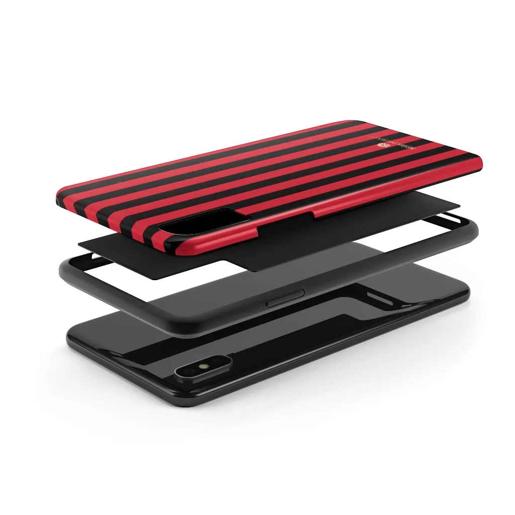 Red Black Stripe iPhone Case, Modern Stripes Case Mate Tough Samsung Galaxy Phone Cases