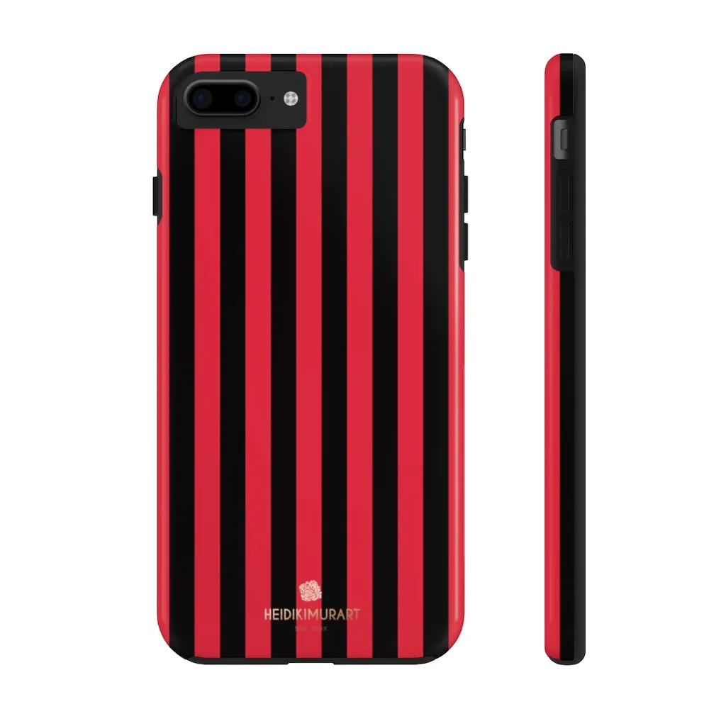 Red Black Stripe iPhone Case, Modern Stripes Case Mate Tough Samsung Galaxy Phone Cases