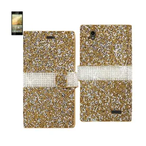 Reiko Bling Diamond Flip Case ZTE Warp Elite N9518 Gold