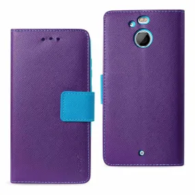 Reiko REIKO HTC BOLT 3-IN-1 WALLET CASE IN PURPLE