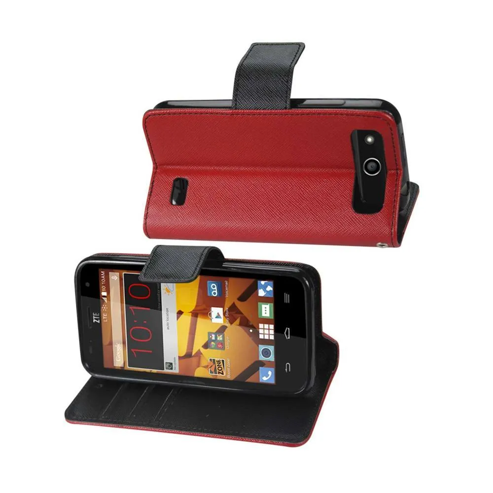 Reiko Wallet Case 3 In 1 For ZTE Speed N9130 Red With Interior Polymer