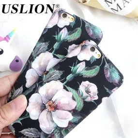 Retro Floral Phone Case For iPhone 7 Luxury Camellia Flower Hard Phone Cases Back Cover Capa Coque For iPhone7 6 6s Plus 5 5S SE