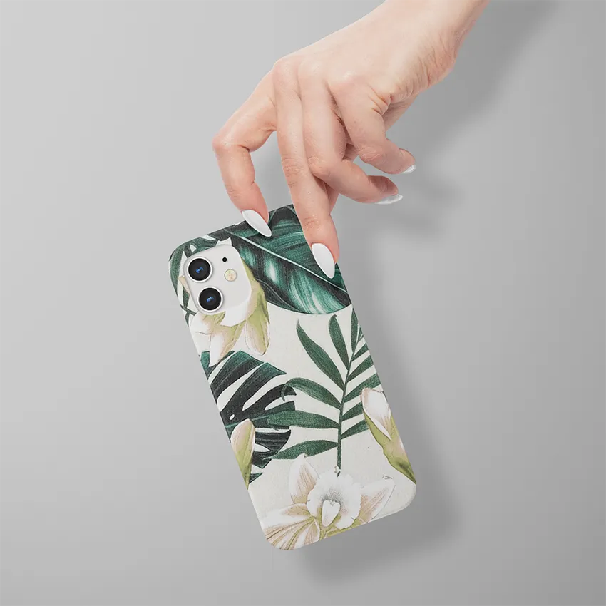 Retro Palm Floral Slim Case Cover With Same Design Holder