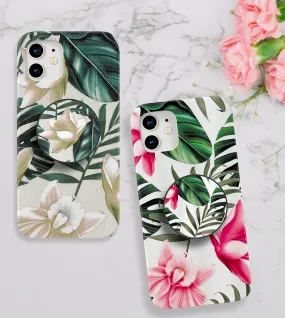 Retro Palm Floral Slim Case Cover With Same Design Holder