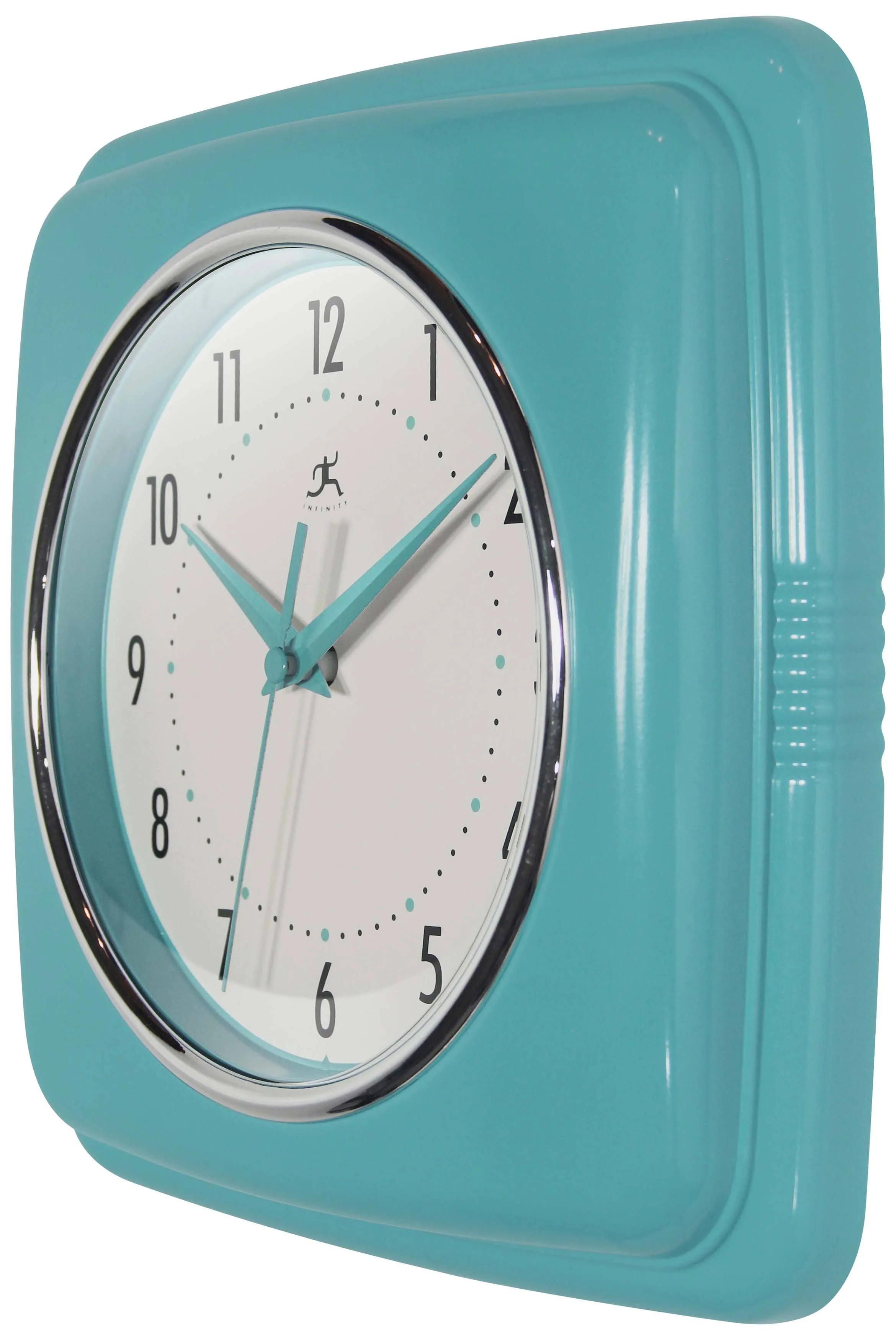 Retro Square Indoor Wall Clock: Turquoise