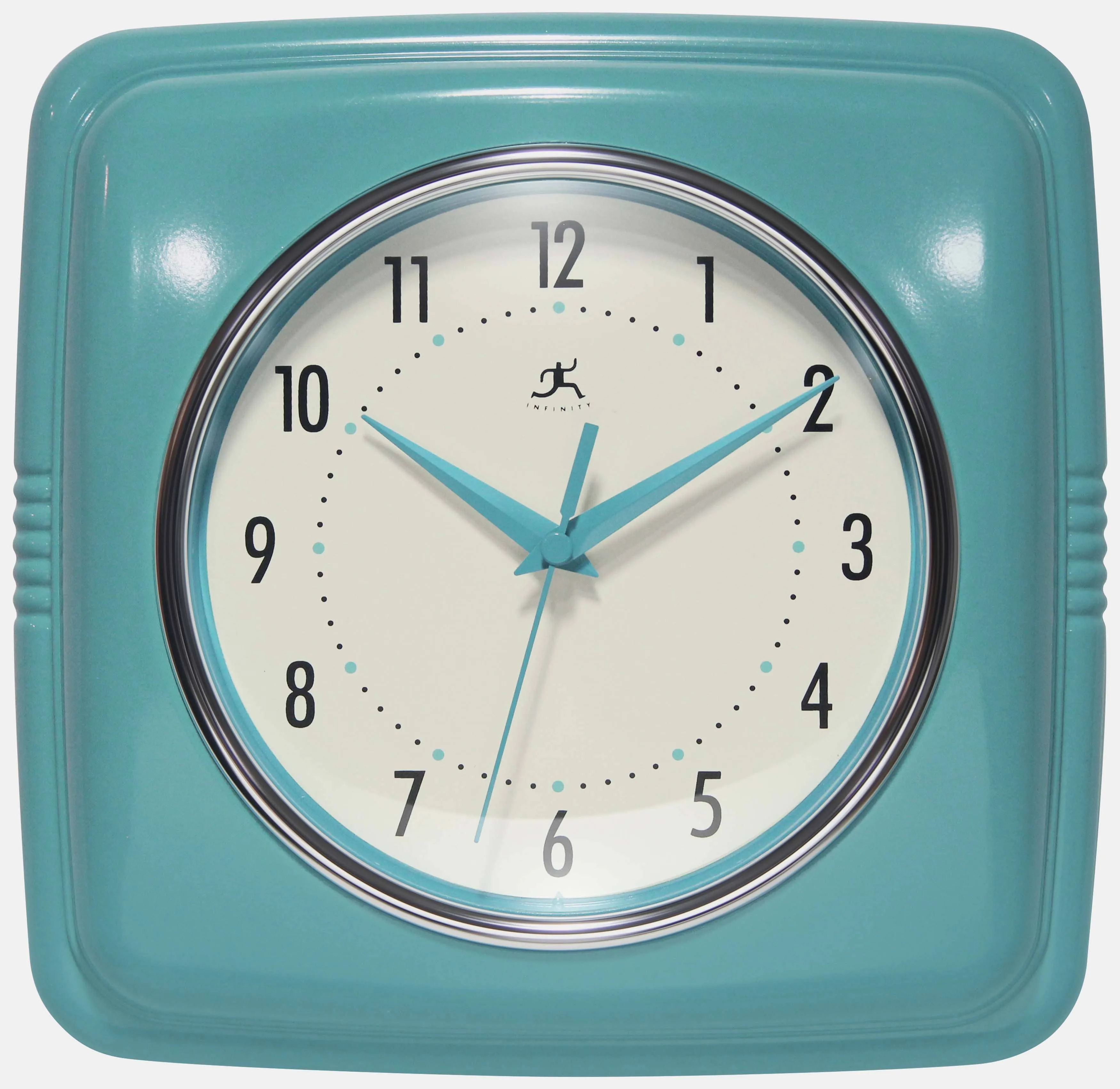 Retro Square Indoor Wall Clock: Turquoise