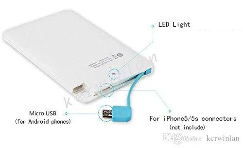 Rewy High Quality 2200 mAh Credit Card Size Power Bank With Auto Detect Technology - White