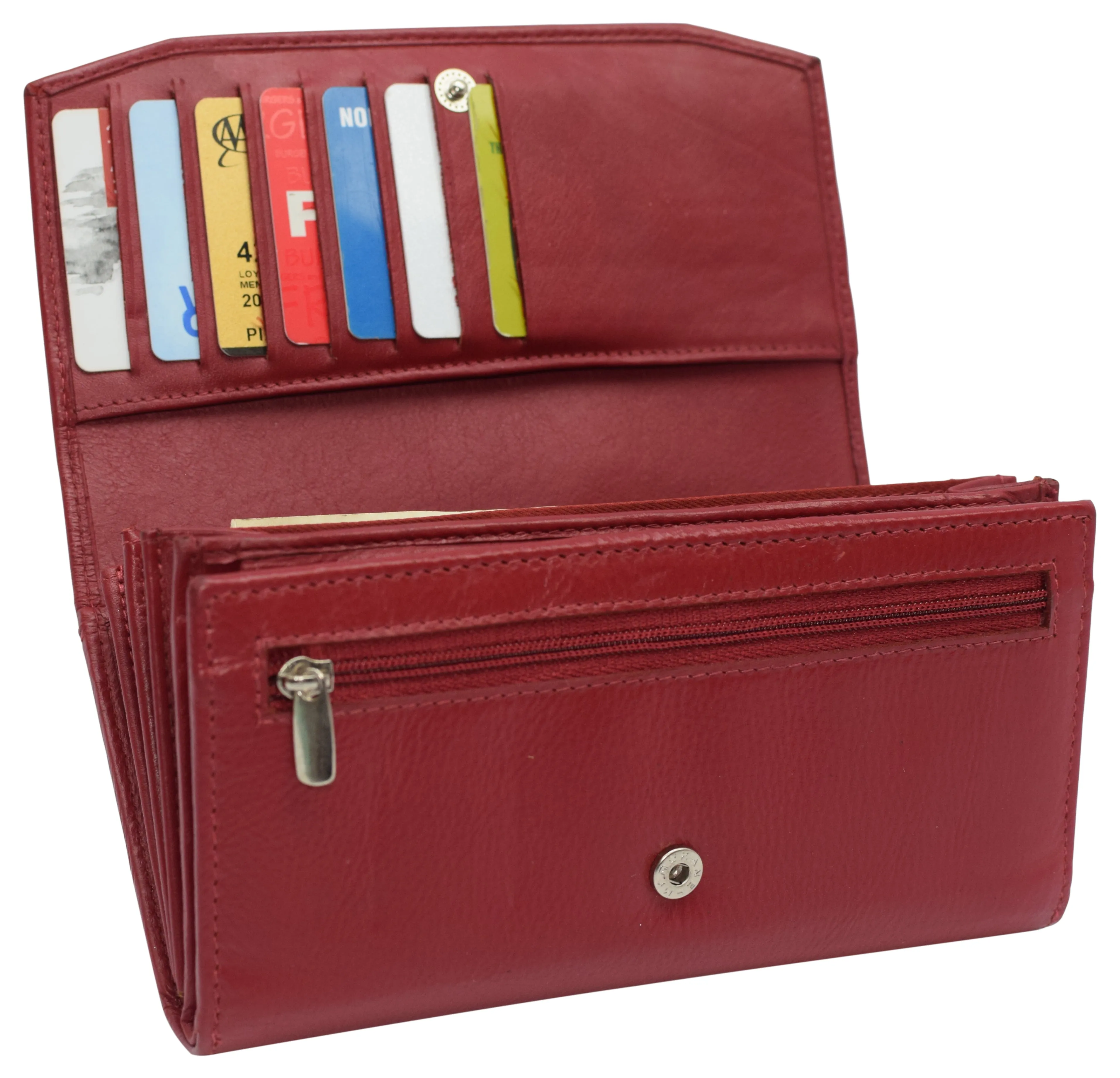 RFIDCN3547 Womens Genuine Leather Wallets RFID Blocking Accordion Trifold Card Holder Ladies Phone Clutch