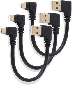 Right Angle Micro USB Cable Short USB to Micro USB Charging Cable 90 Degree USB Micro Charger Cord with Gold Plated Connectors for Samsung Galaxy S7 Edge S6 S5 Kindle Fire TV Stick More (3-Pack)