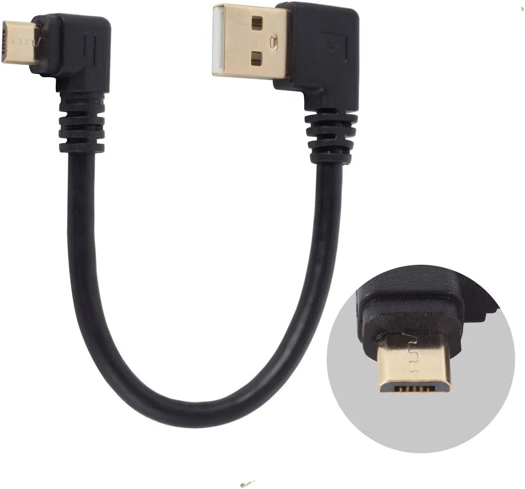 Right Angle Micro USB Cable Short USB to Micro USB Charging Cable 90 Degree USB Micro Charger Cord with Gold Plated Connectors for Samsung Galaxy S7 Edge S6 S5 Kindle Fire TV Stick More (3-Pack)