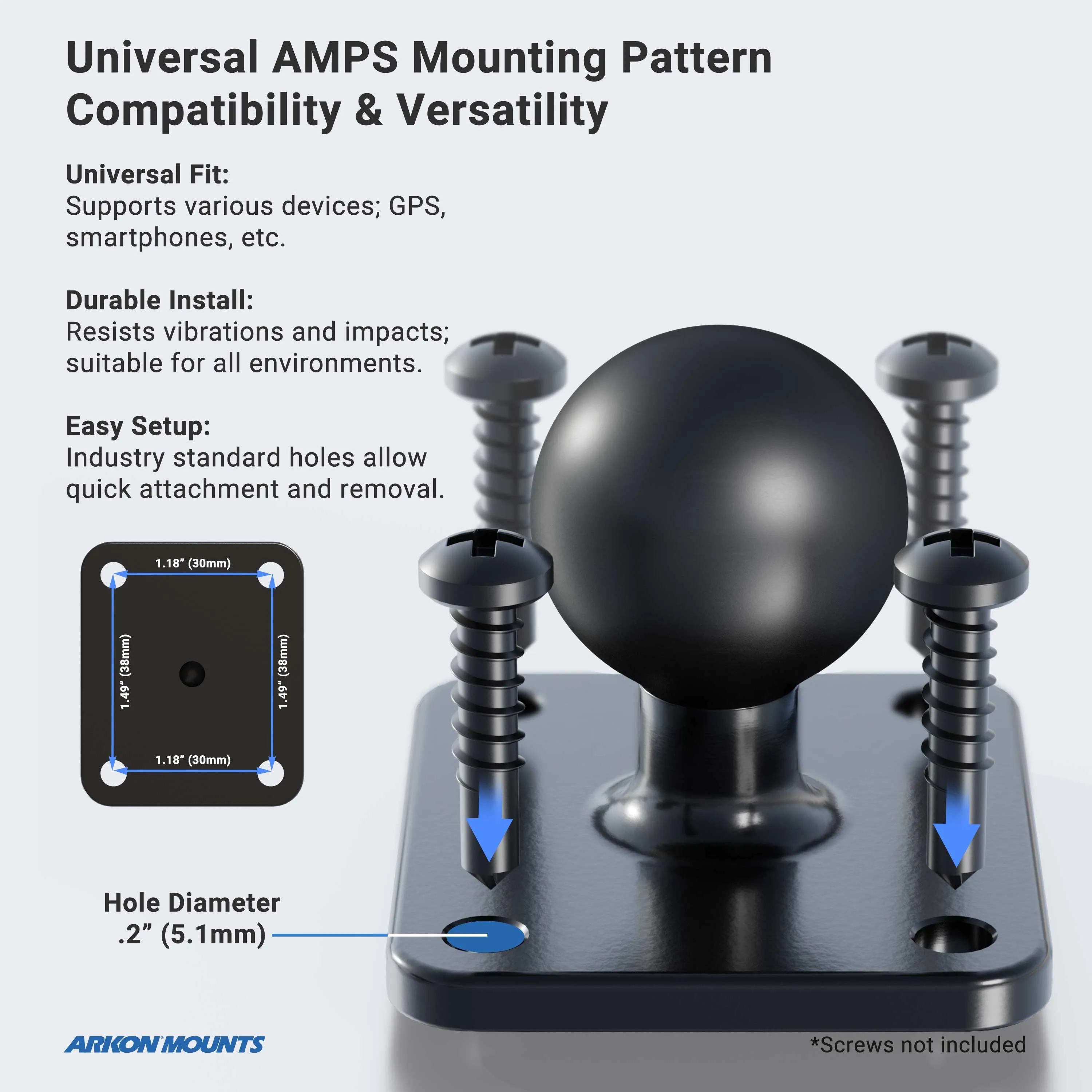 Robust Car Headrest Mount Pedestal with 4-Hole AMPS Head