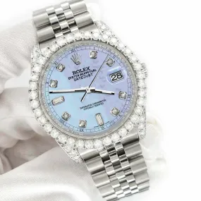 Rolex Datejust 116200 36mm 4CT Diamond Bezel/Lugs/Purple MOP 6 9 Baguette Dial  TFJ-142508618