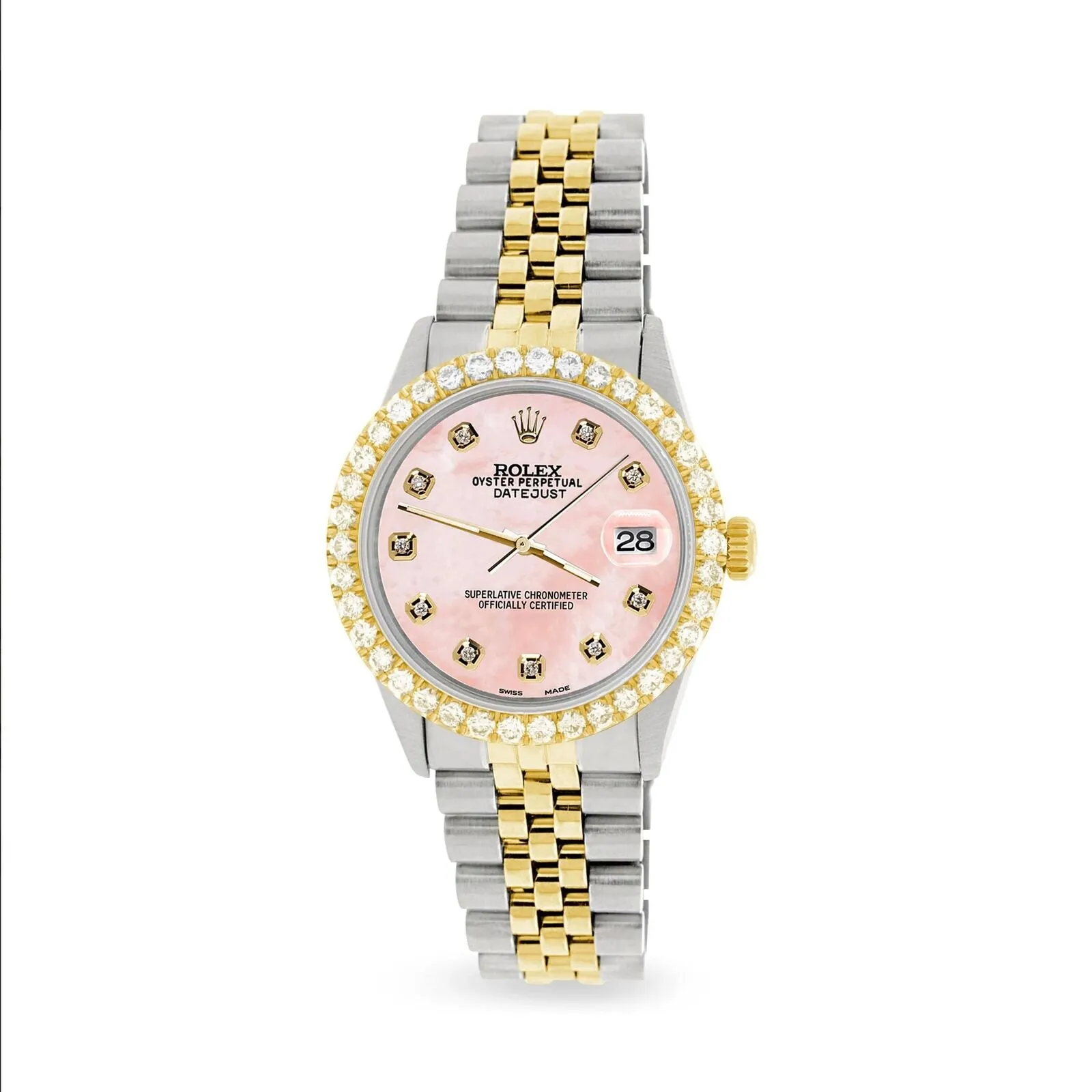 Rolex Datejust 2-Tone 3.05ct Diamond Bezel/Royal Pink MOP Diamond Dial TFJ-142508551