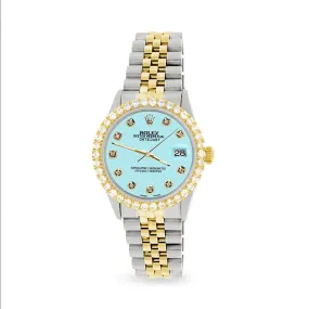 Rolex Datejust 2-Tone Watch 3.05ct Diamond Bezel/Aqua Blue Diamond Dial TFJ-142508547