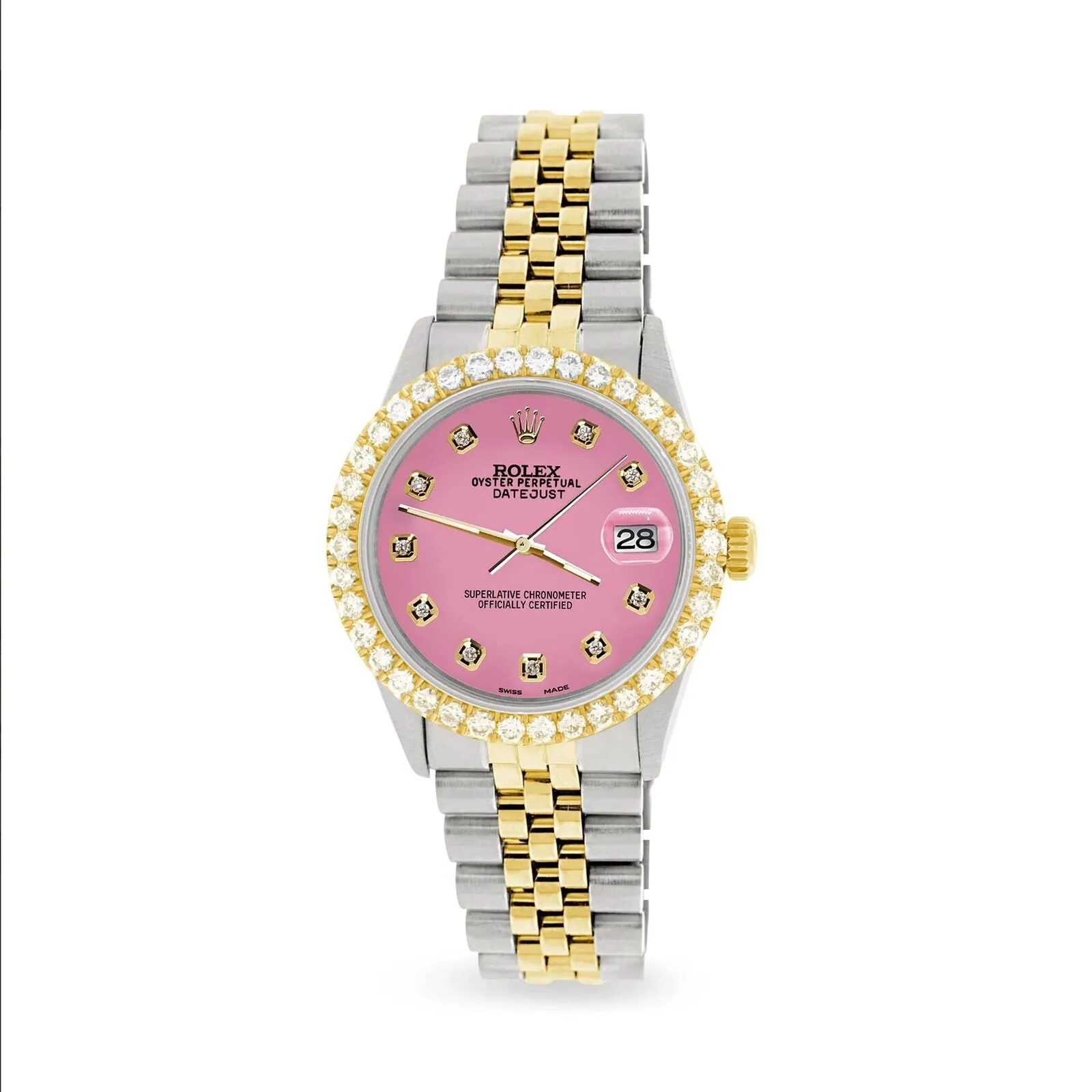 Rolex Datejust 2-Tone Watch 3.05ct Diamond Bezel/Hot Pink Diamond Dial TFJ-142508553