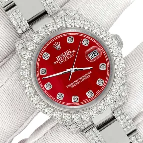 Rolex Datejust 31mm Pave 7.2ct Iced Diamond Red  TFJ-142508452