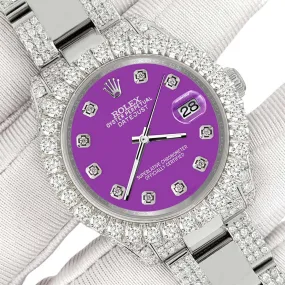 Rolex Datejust 31mm Pave 7.2ct Iced Diamond Sangria Purple Watch  TFJ-142508479