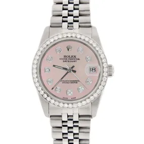 Rolex Datejust 31mm S/S Jubilee Women's Watch w/Pastel Pink Dial &amp; Diamond Bezel TFJ-142508150