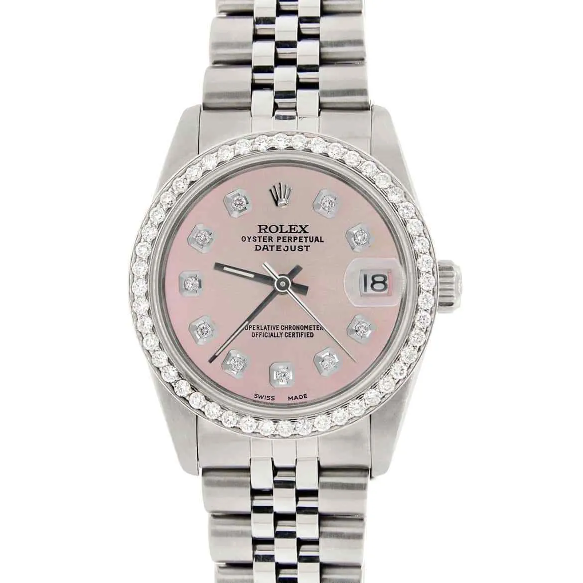 Rolex Datejust 31mm S/S Jubilee Women's Watch w/Pastel Pink Dial &amp; Diamond Bezel TFJ-142508150