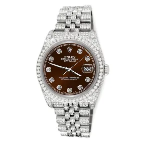 Rolex Datejust 36mm 10.2ct Diamond Chocolate Track Jubilee Watch  TFJ-142508369