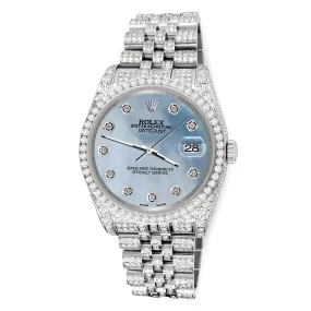 Rolex Datejust 36mm 10.2ct Diamond Sky Blue MOP Jubilee Watch TFJ-142508354