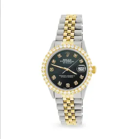 Rolex Datejust 36mm 2-Tone Watch 3.05ct Diamond Bezel/Black MOP Diamond Dial TFJ-142508528