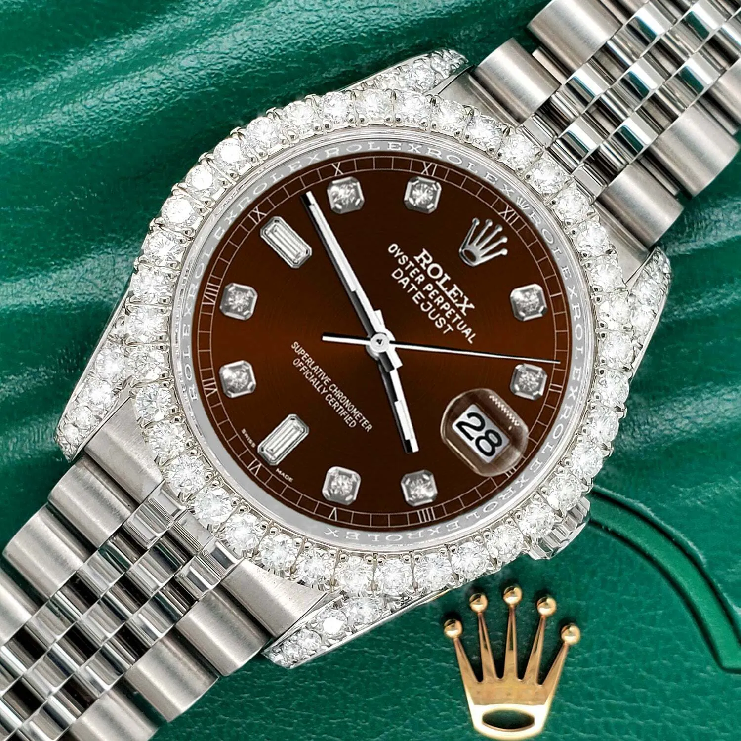 Rolex Datejust   36mm 4CT Diamond Bezel/Lugs/Chocolate 6 9 Baguette Dial TFJ-142508641