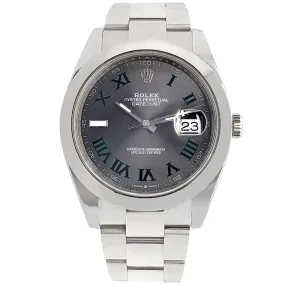 Rolex Datejust 41 Wimbledon Slate Roman Dial Oyster Watch TFJ-142508278