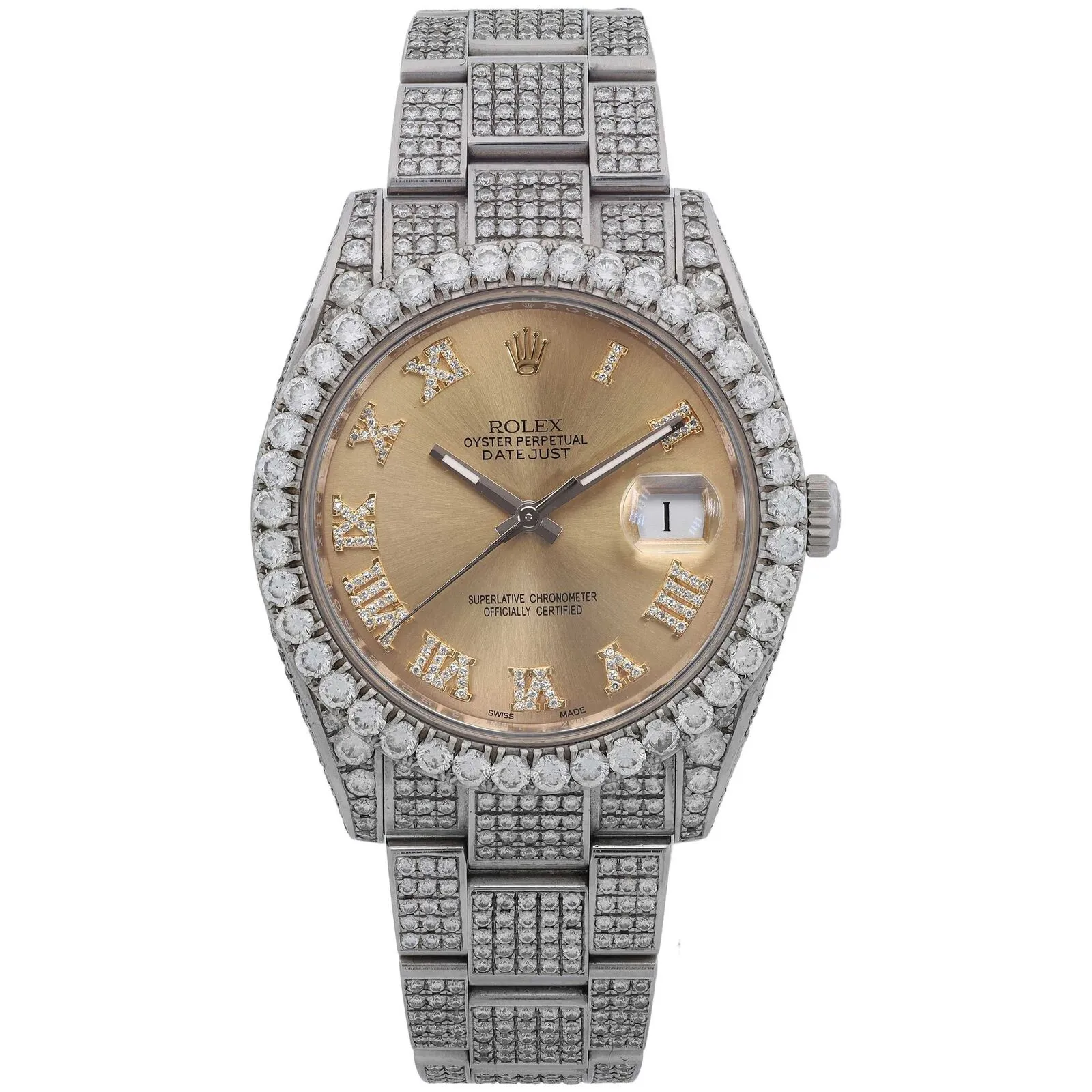 Rolex Datejust  Custom Diamond Steel Automatic Men Watch TFJ-142508405