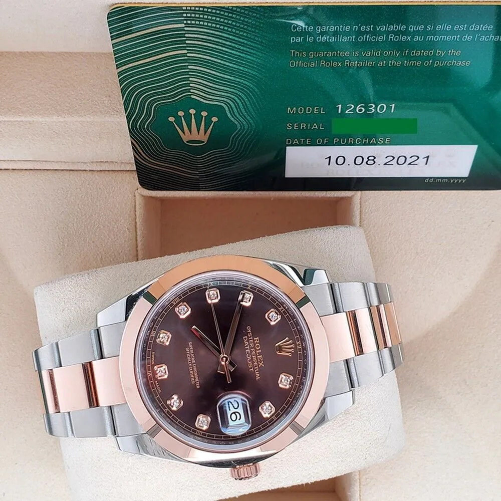 Rolex Datejust II 41mm 126301 Factory Chocolate Diamond Watch 2021 Box Papers TFJ-142507891