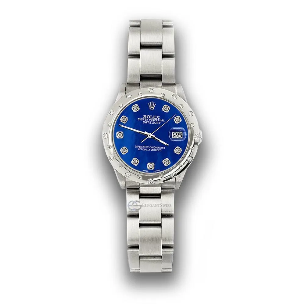 Rolex Datejust Midsize 31mm Domed 24 Diamonds Bezel/Royal Blue MOP Watch  TFJ-142508784