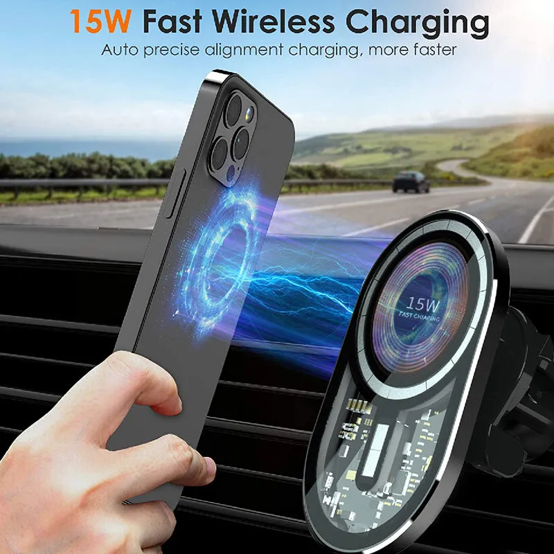 Sansai Magnetic Wireless Car Charger 15W for iPhone (Black)