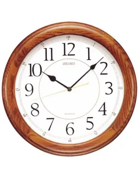 Seiko Oak Round Wall Clock - Quiet Sweep