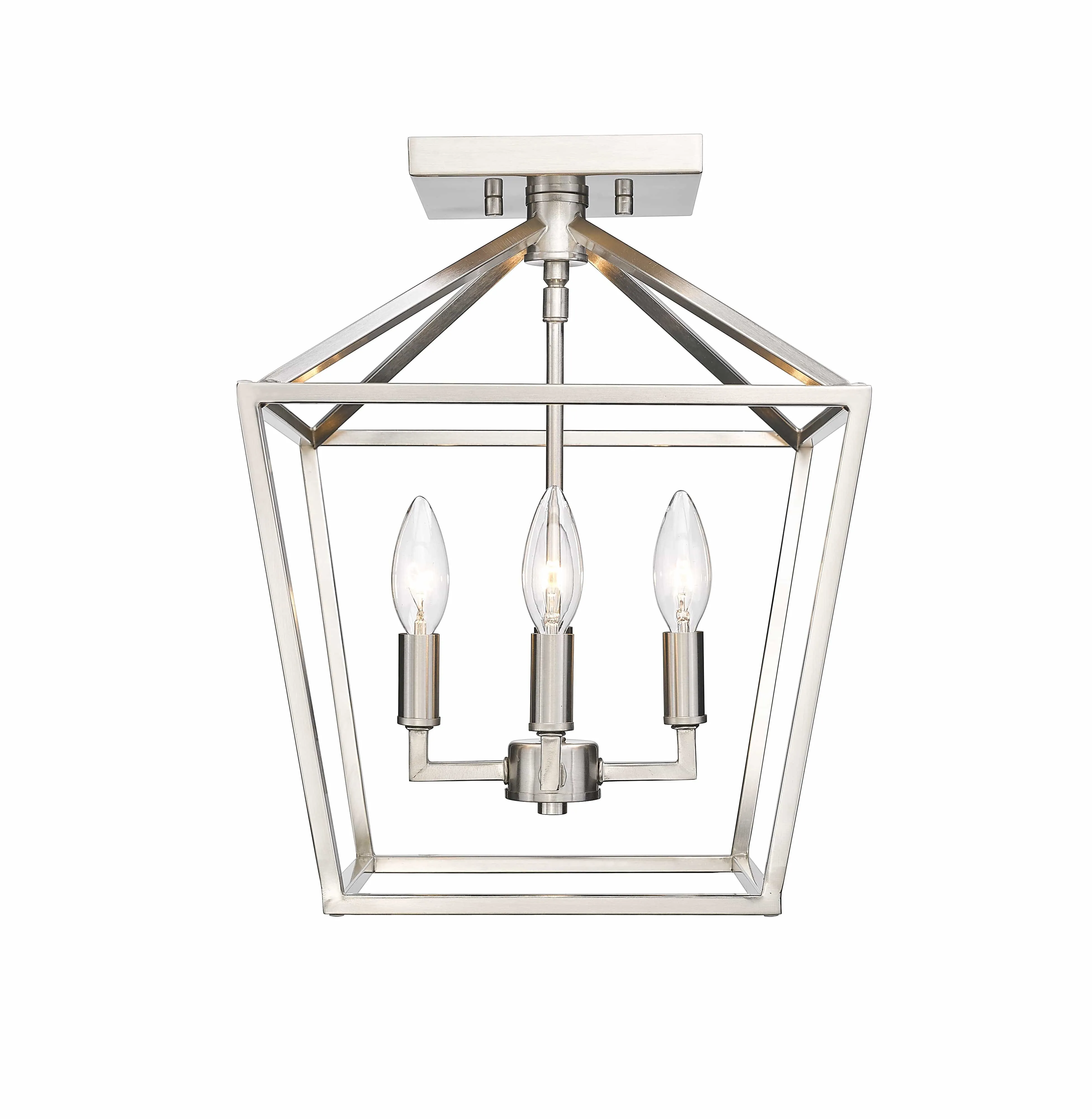 Semi-Flush Mount Fixture - Satin Nickel - 12in. Diameter - E12 Candelabra Base